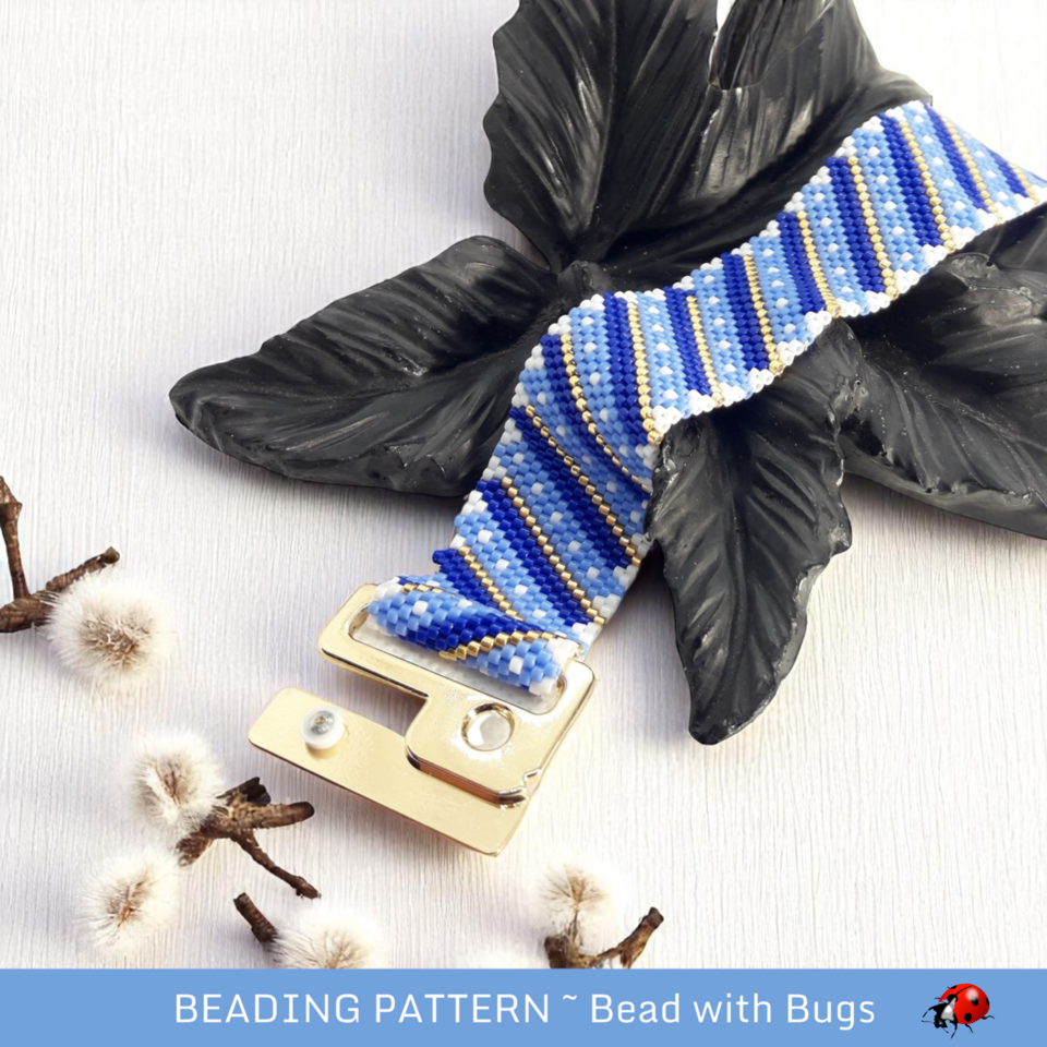 Peyote Stitch Beaded Bracelet Pattern Cornflower Blue