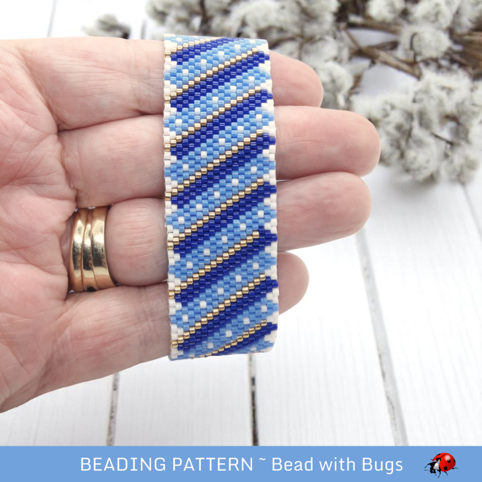 Peyote Stitch Beaded Bracelet Pattern Cornflower Blue