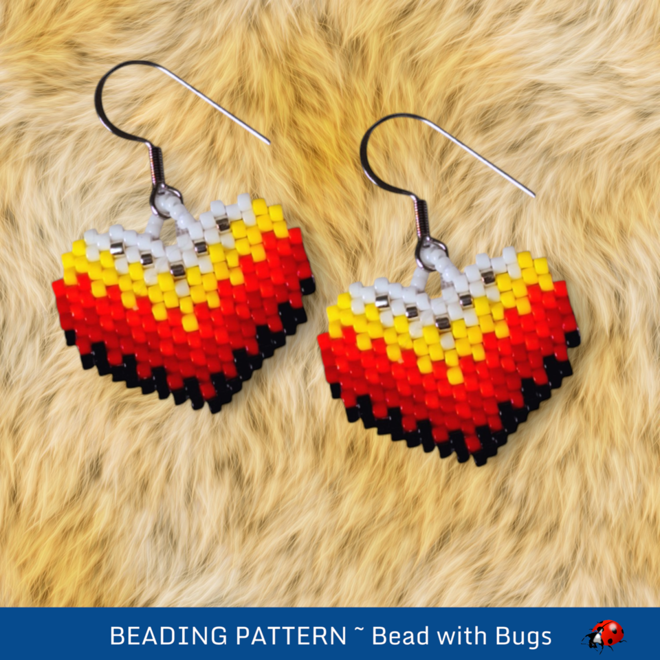 Flaming Heart Beaded Earrings Pattern: Brick Stitch (PDF)
