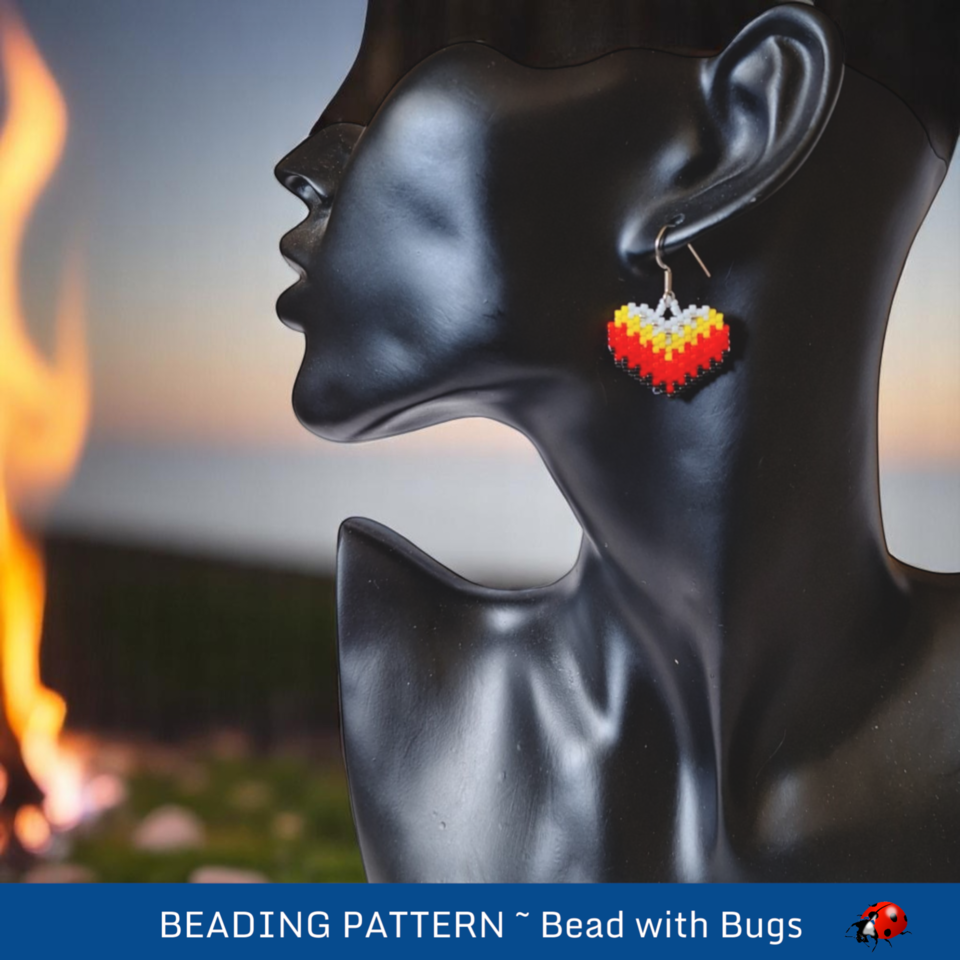 Flaming Heart Beaded Earrings Pattern: Brick Stitch (PDF)