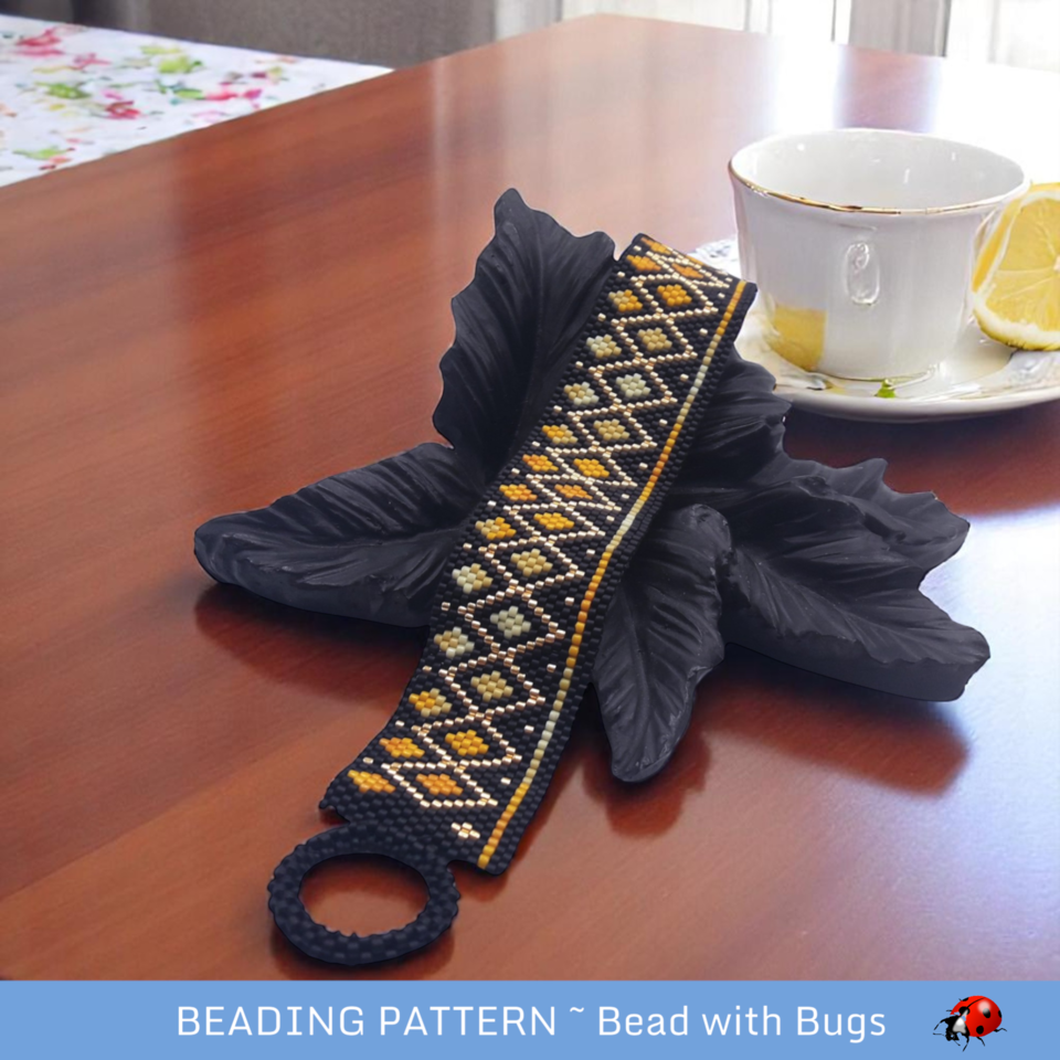 Peyote Stitch Beaded Bracelet Pattern, Honey Harvest (PDF)
