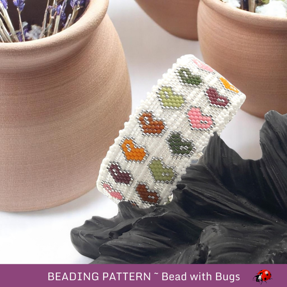 Peyote Stitch Bracelet Pattern, Miyuki Delica Hearts (PDF Pattern)