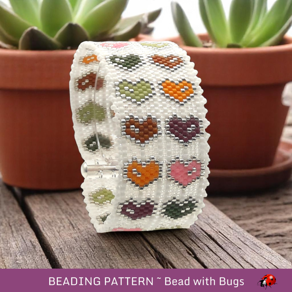 Peyote Stitch Bracelet Pattern, Miyuki Delica Hearts (PDF Pattern)