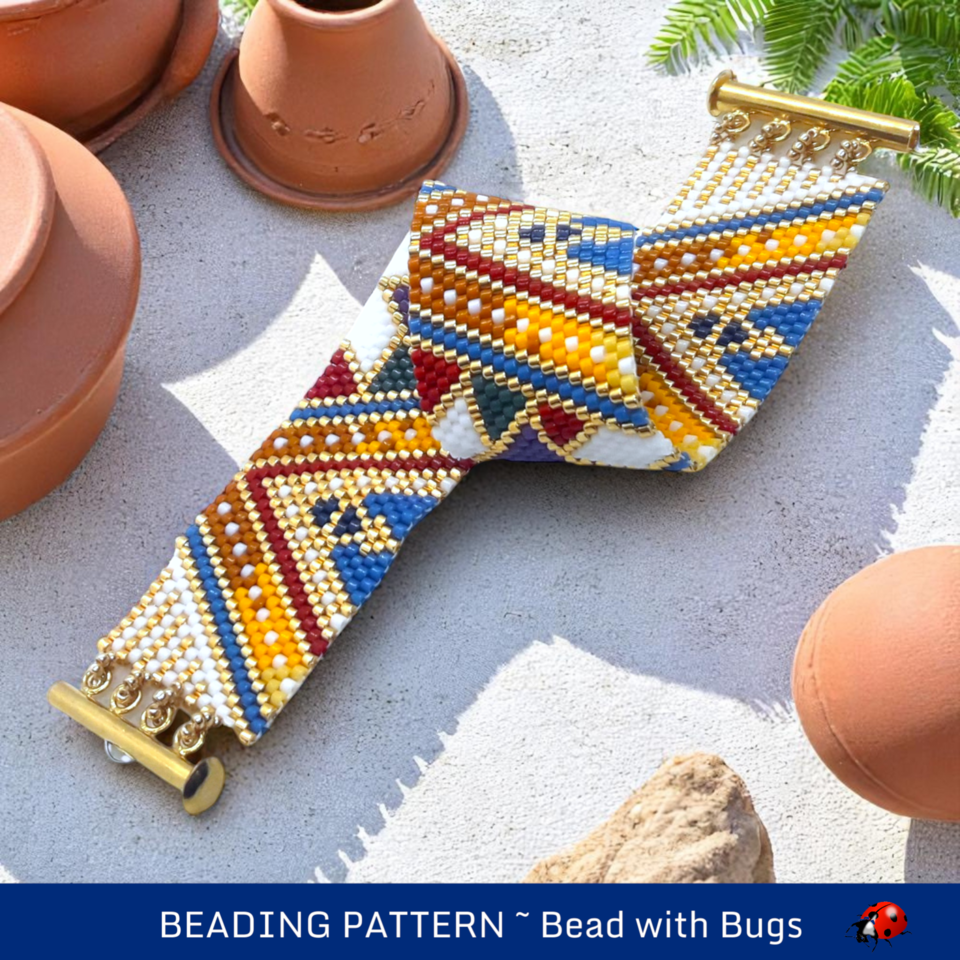 Peyote Stitch Bracelet Pattern, Modern Mosaic Beaded Design (PDF)
