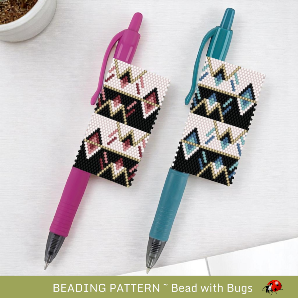 Peyote Stitch Beaded Pen Wrap Pattern, Opposites Attract (PDF Pattern)