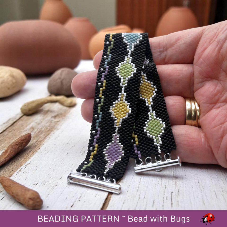 Peyote Stitch Beaded Bracelet Pattern, Patio Lights Design (PDF)