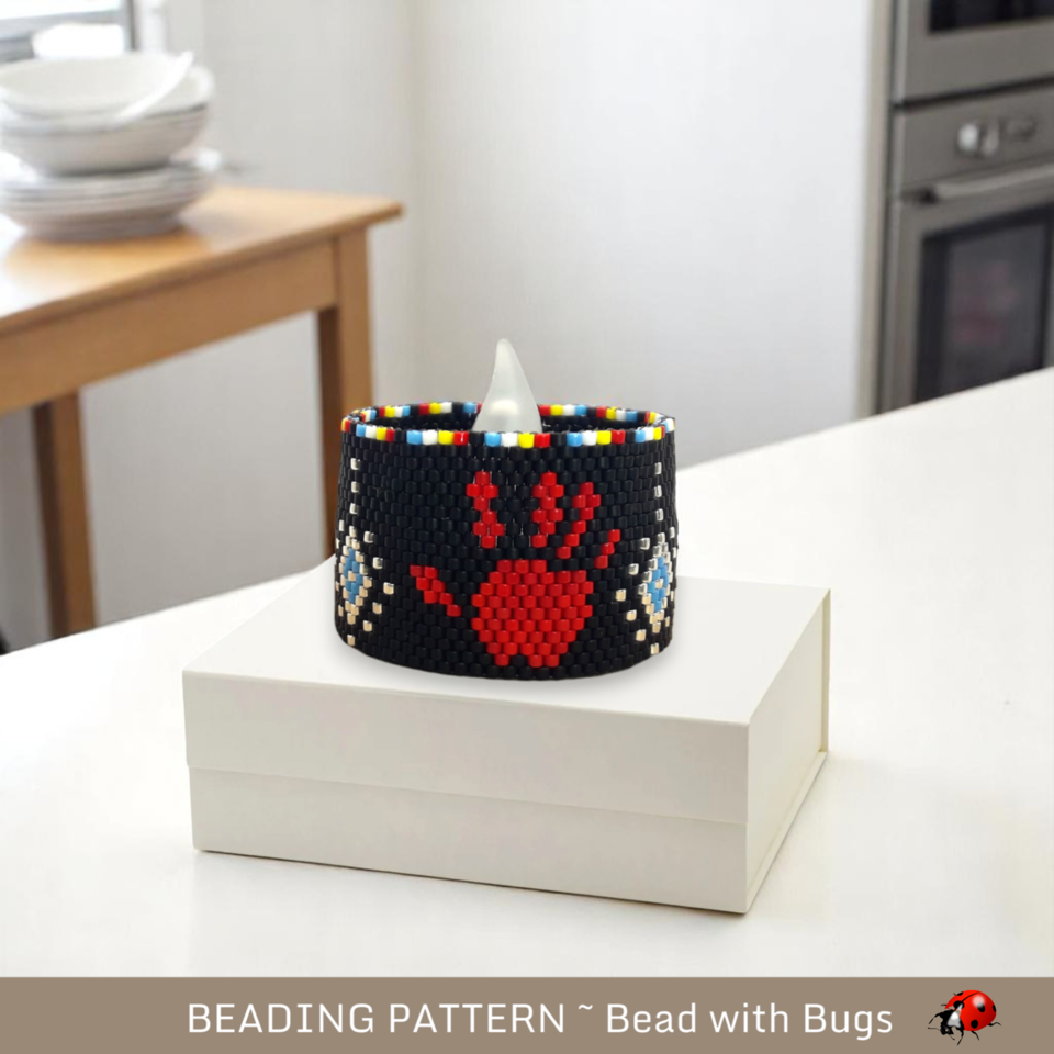 SILENCED: Peyote Stitch Beaded Tea Light Cover Pattern by Bead with Bugs