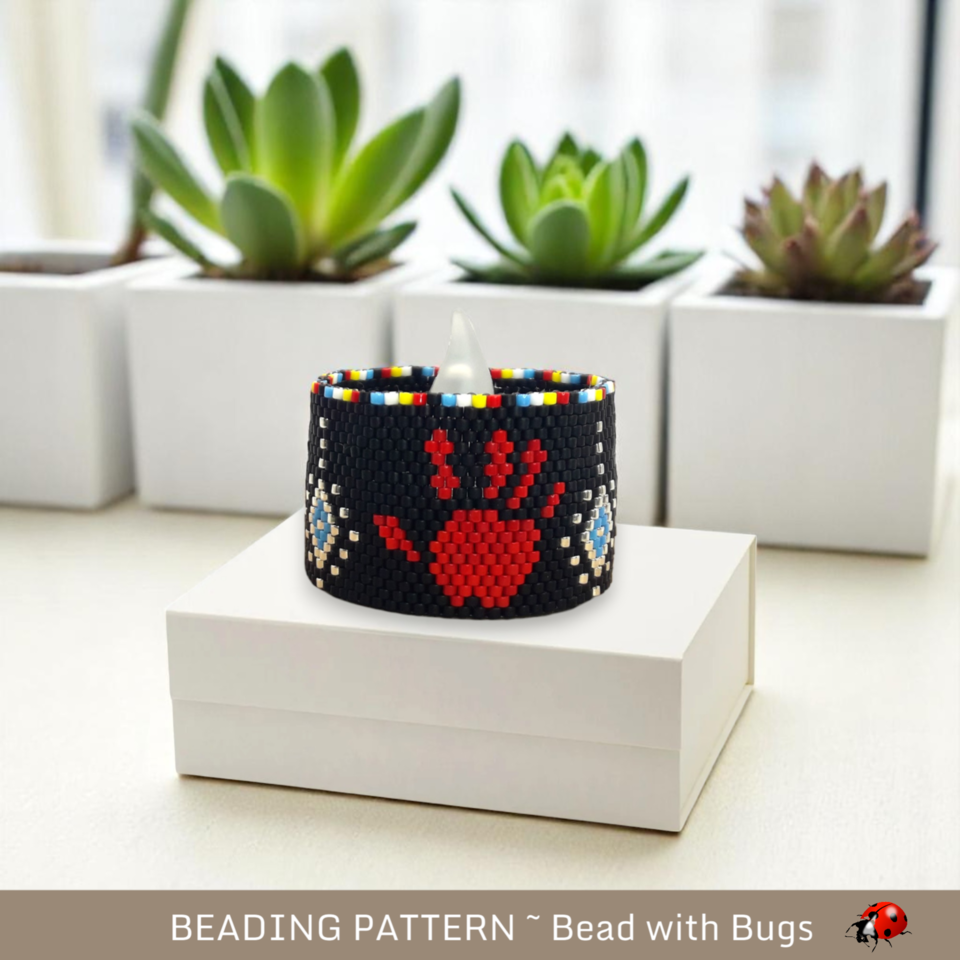 SILENCED: Peyote Stitch Beaded Tea Light Cover Pattern by Bead with Bugs