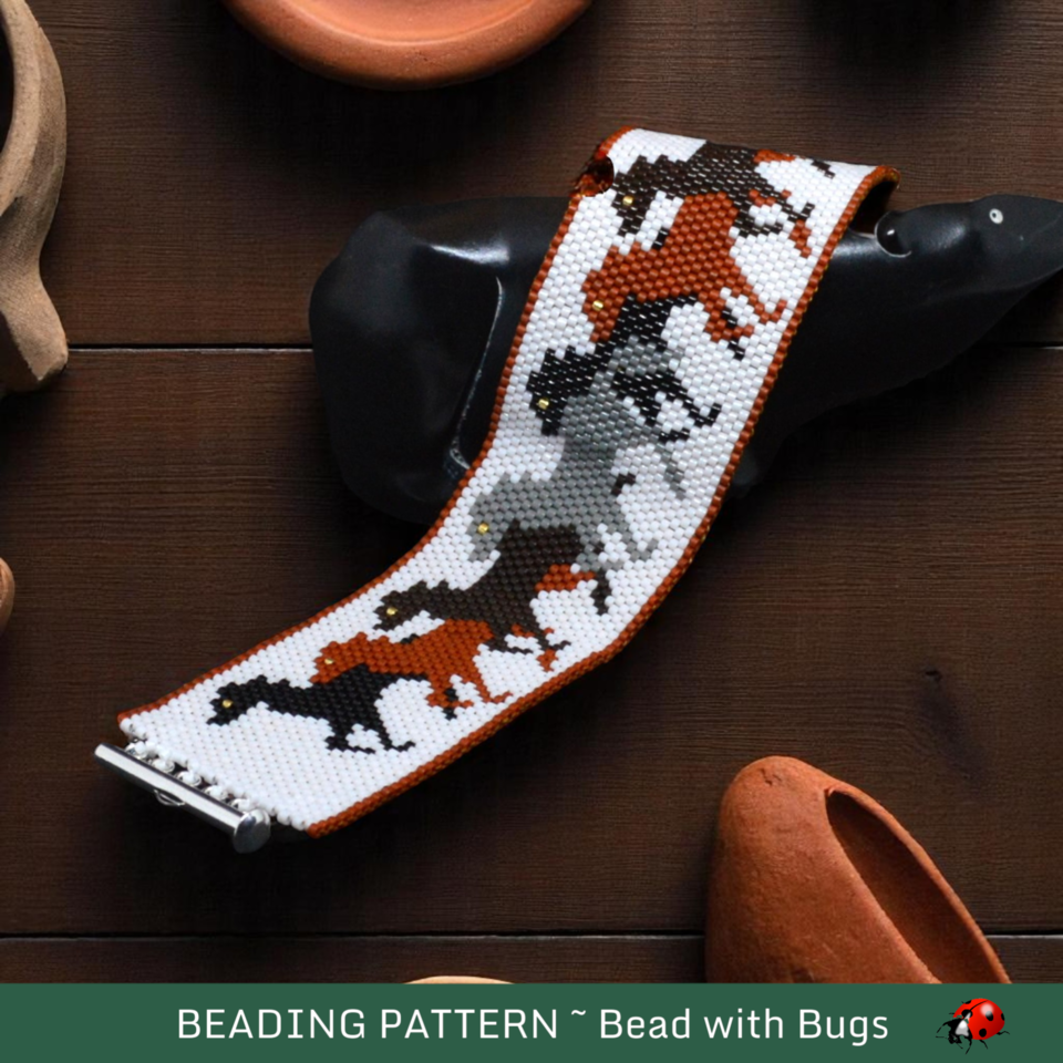Peyote Stitch Bracelet Pattern, Horses on the Run (PDF)