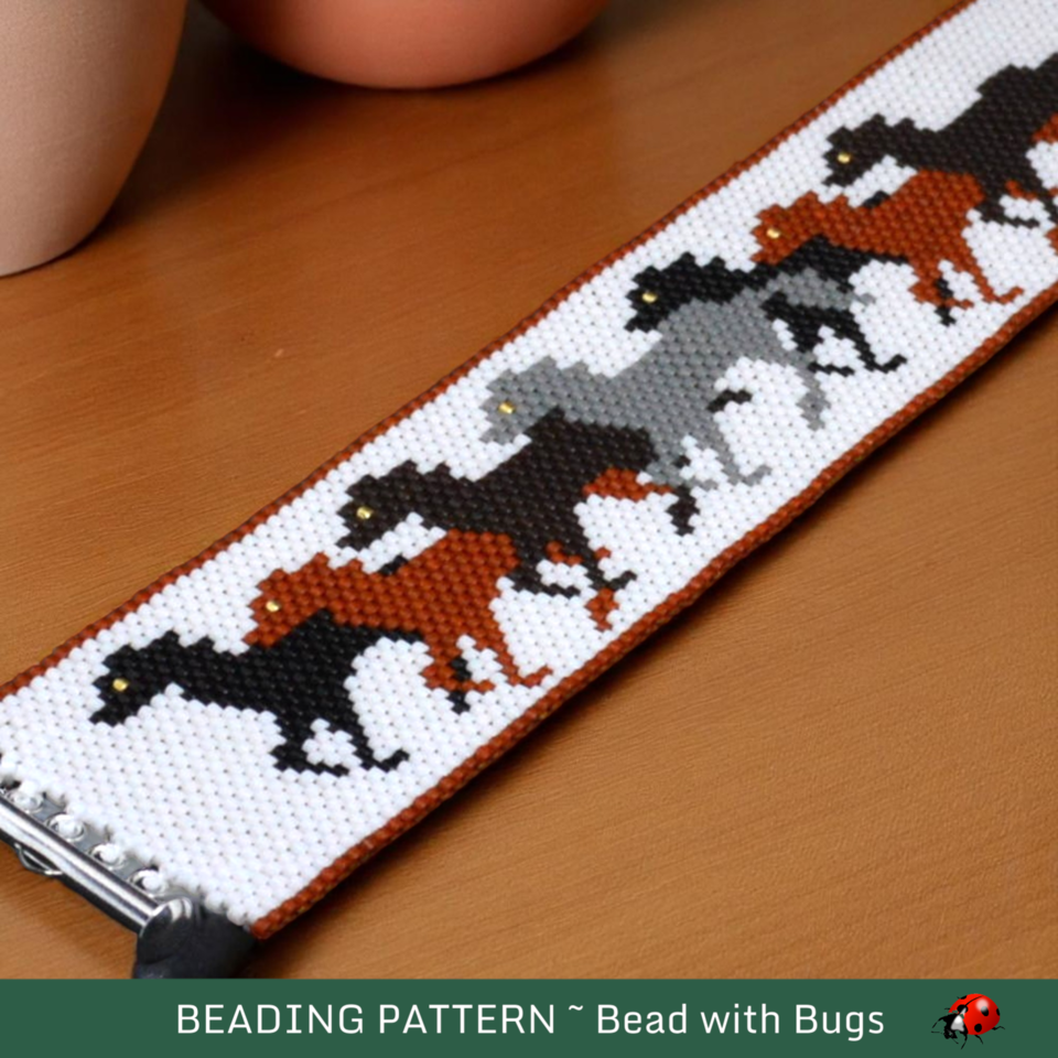 Peyote Stitch Bracelet Pattern, Horses on the Run (PDF)