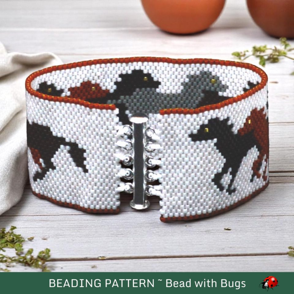 Peyote Stitch Bracelet Pattern, Horses on the Run (PDF)