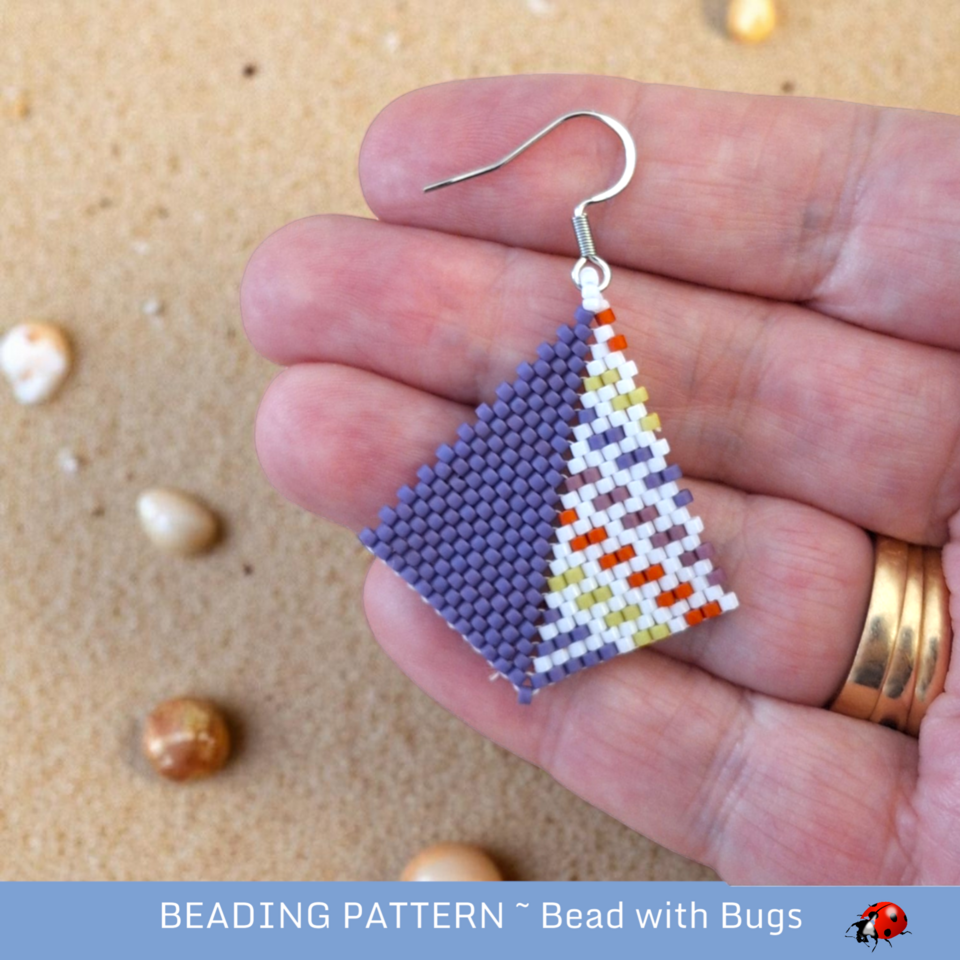 Peyote Stitch, Kite Earring Beading Pattern by Bead with Bugs, Summer Fun 2