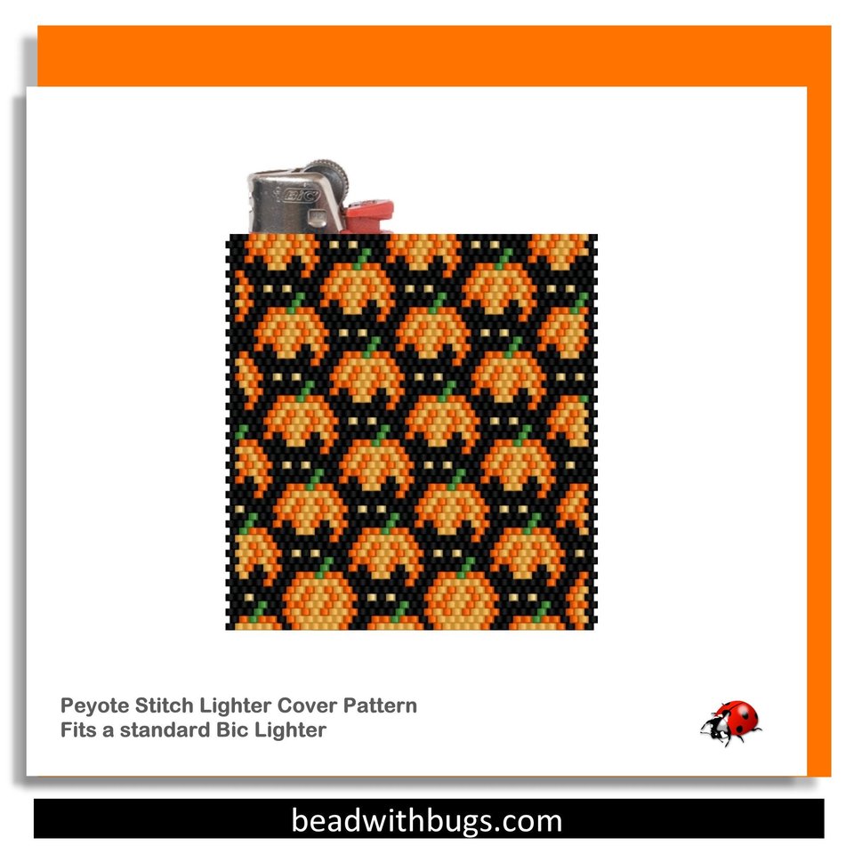 Peyote Stitch Beaded Lighter Cover HALLOWEEN CATS by Bead with Bugs