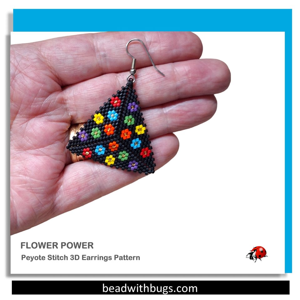 3D Peyote Stitch Beading Pattern: FLOWER POWER by Bead with Bugs