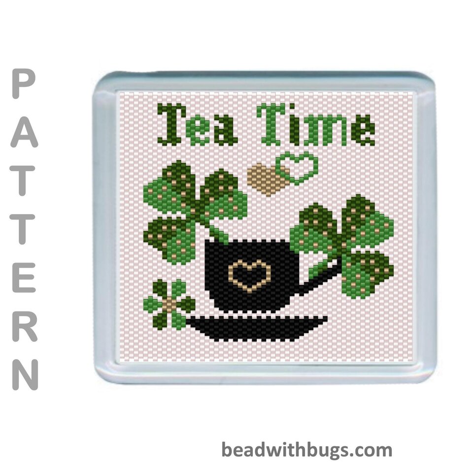 THE SHAMROCKS SET: Peyote Stitch Beaded Coaster Pattern by Bead with Bugs