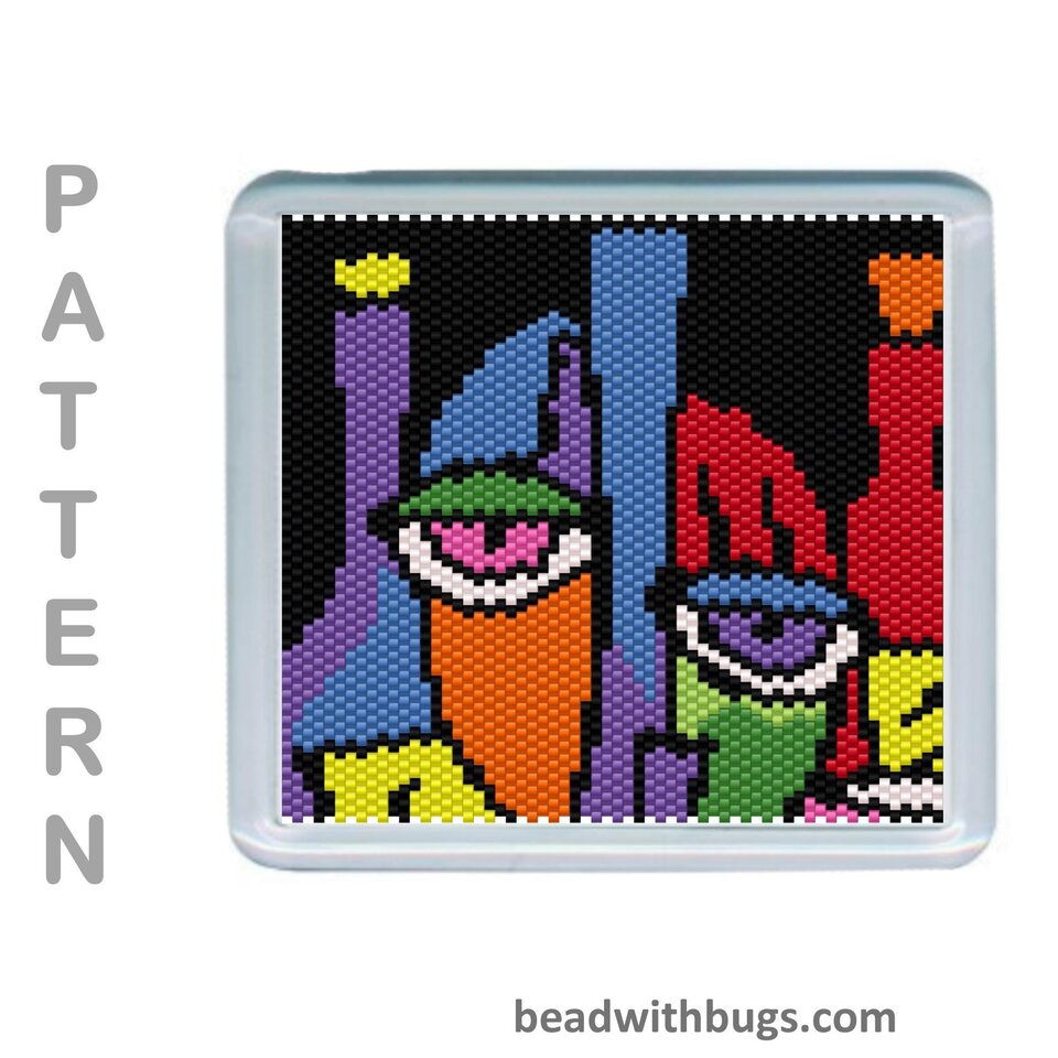 THE ABSTRACT SET: Peyote Stitch Beaded Coaster Pattern by Bead with Bugs