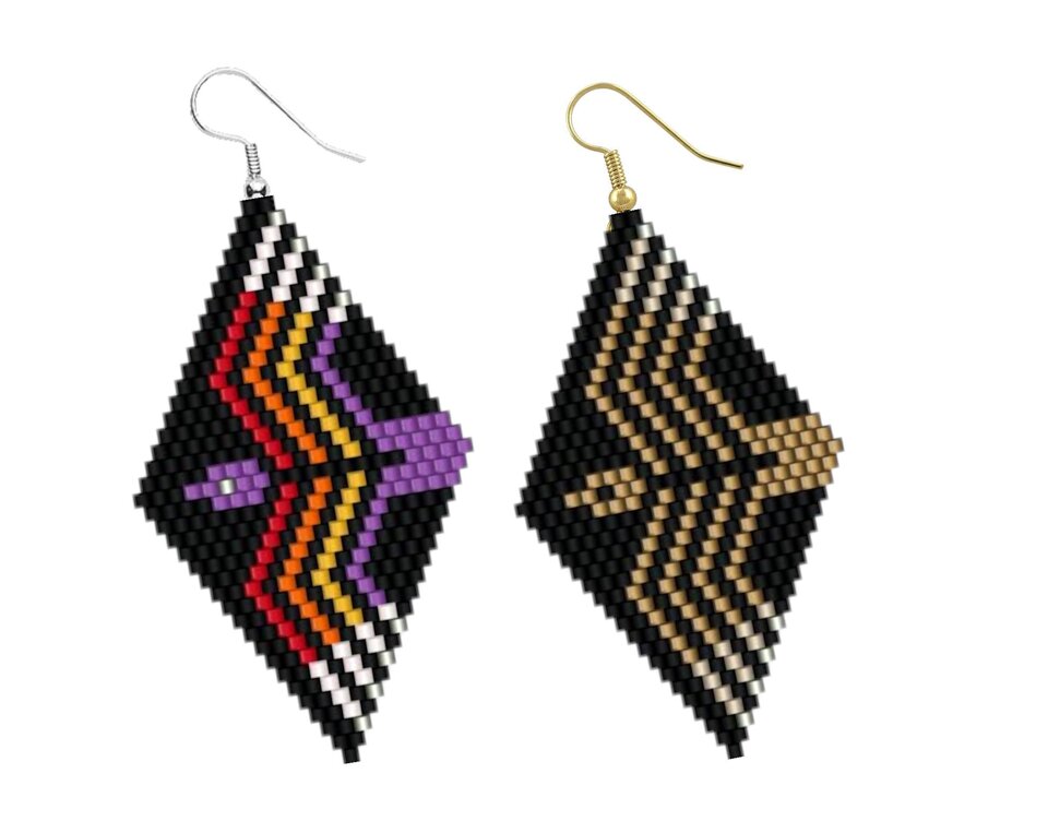 Brick Stitch Beaded Earrings Pattern: In Flight Bird Design (PDF)