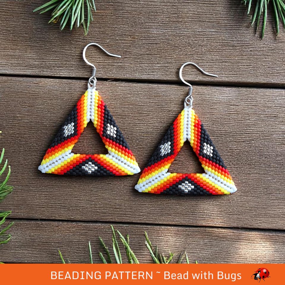 Peyote Stitch 3D Triangle Earring Pattern, Arizona (PDF)