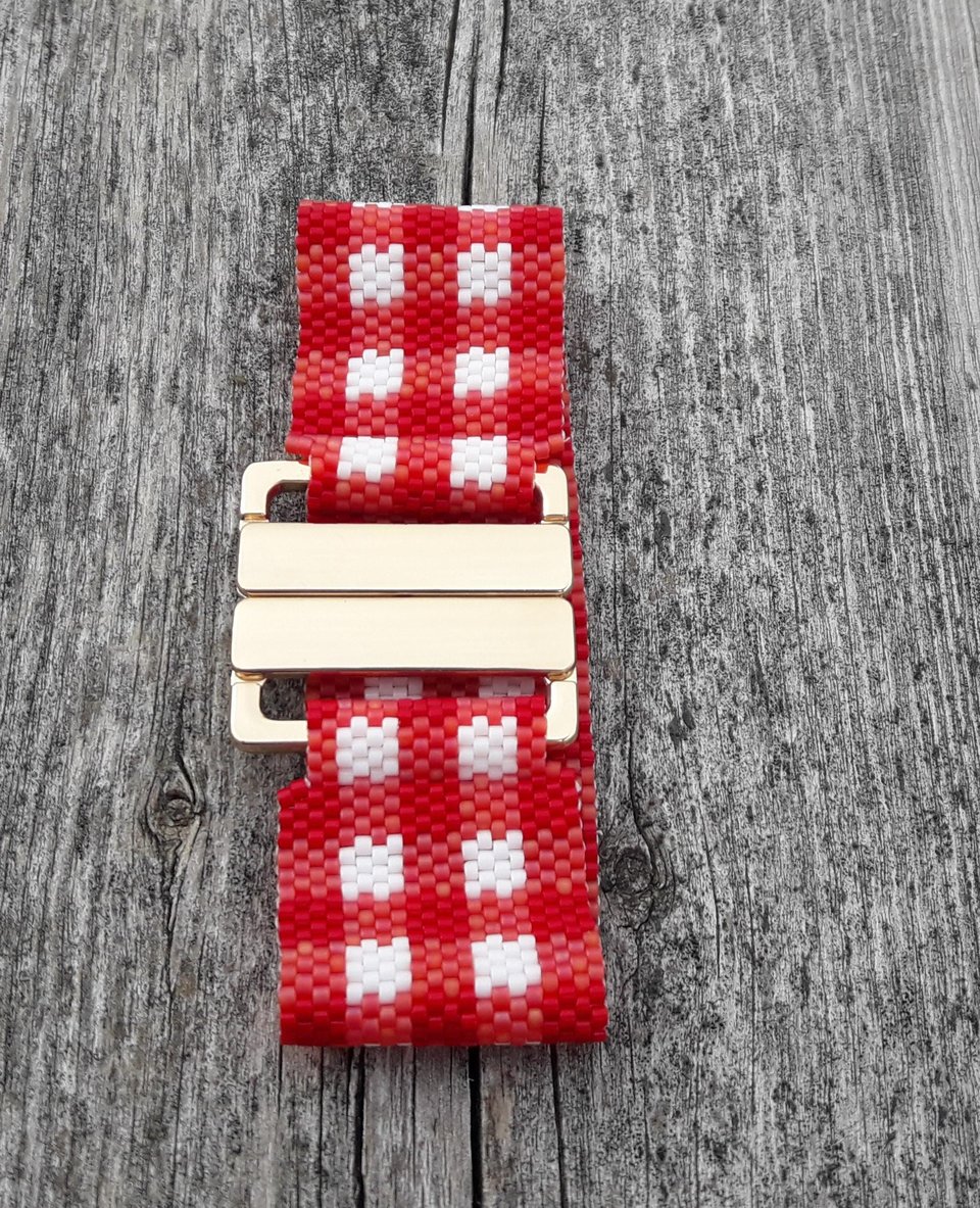 Peyote Stitch Bracelet Pattern, Retro Gingham, Bead with Bugs (PDF)