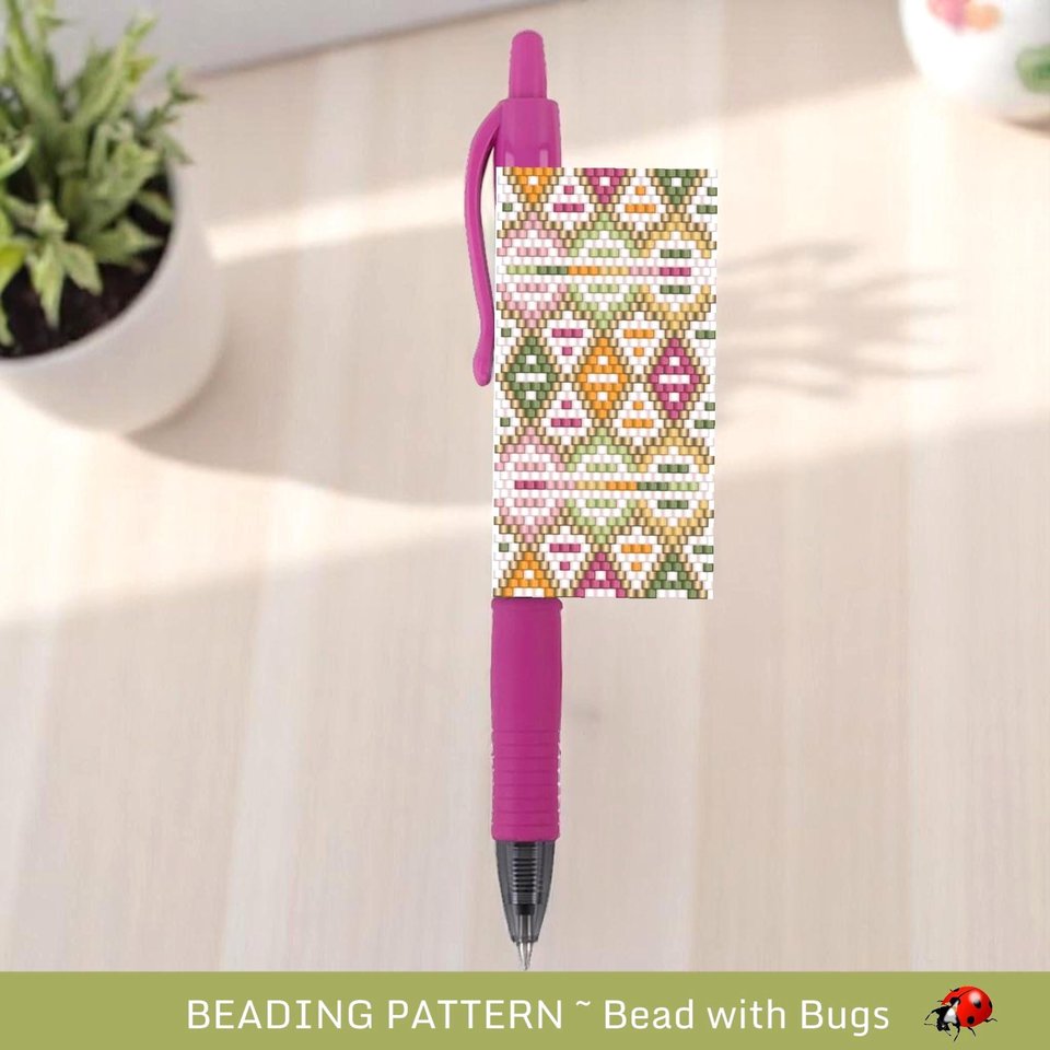 Peyote Stitch Beaded Pen Wrap Pattern, Pilot G2 Pen