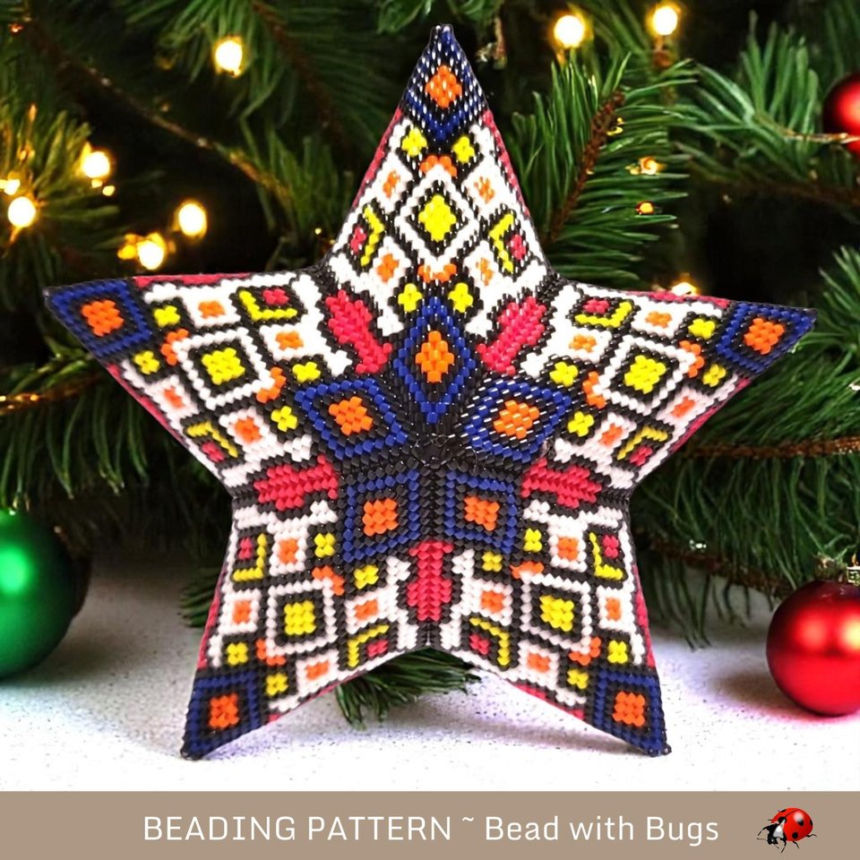 FANTASY the 3D Beaded Peyote Star Pattern by Bead with Bugs.