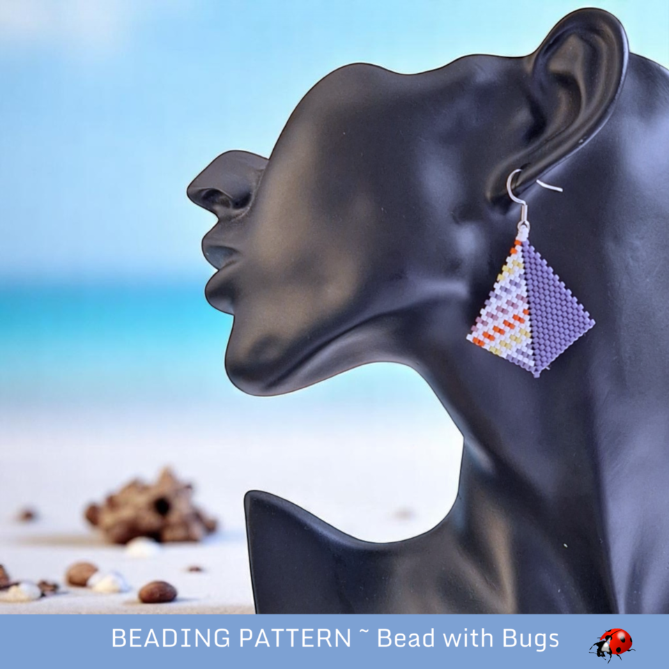 Peyote Stitch, Kite Earring Beading Pattern by Bead with Bugs, Summer Fun 2
