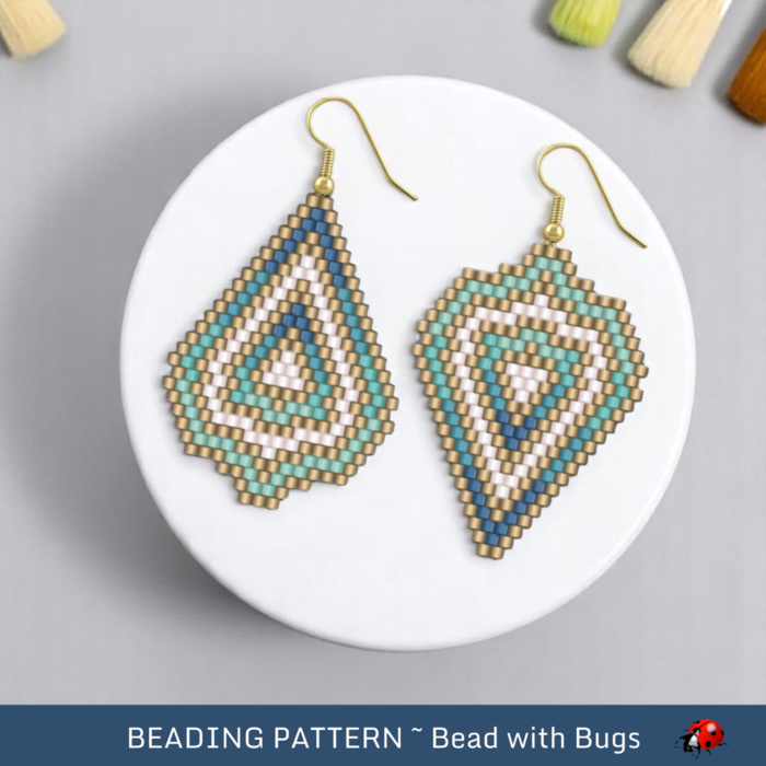 Aqua Ombre Beaded Earrings Pattern: Brick Stitch (PDF)