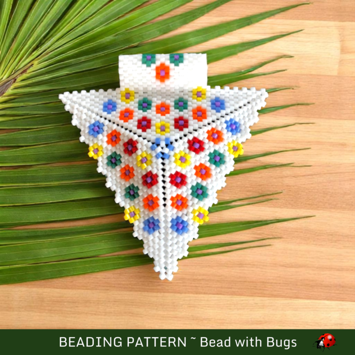 3D Beaded Peyote Pendant Pattern by Bead with Bugs, FLOWER POWER