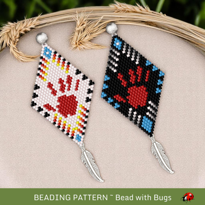 Brick Stitch Beaded Earring Pattern: Silenced Handprint Design (PDF)