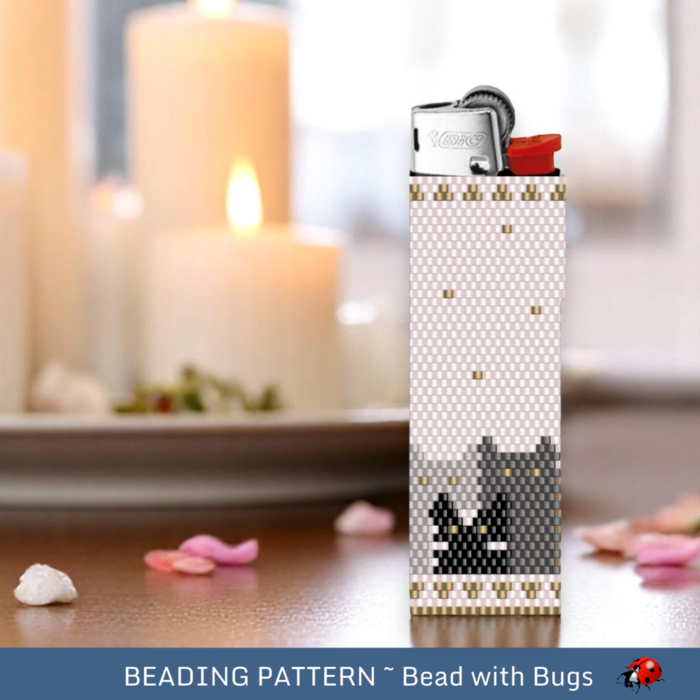 Peyote Stitch Beaded Lighter Cover, THE CATS by Bead with Bugs