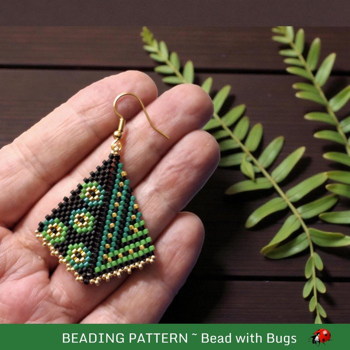 Peyote Stitch, Kite Earring Beading Pattern LILY PAD, PDF