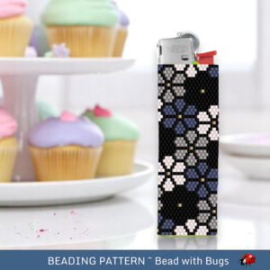 ABSENT FLOWERS:  Peyote Stitch Beaded Lighter Cover by Bead with Bugs