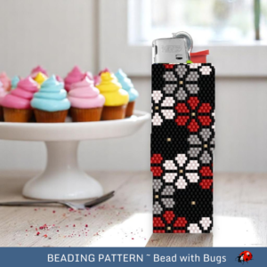 ABSENT FLOWERS:  Peyote Stitch Beaded Lighter Cover by Bead with Bugs