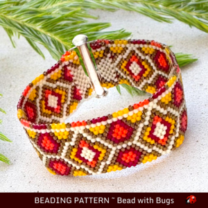 BLAZING HEAT: A Peyote Stitch Beaded Bracelet Pattern by Bead with Bugs