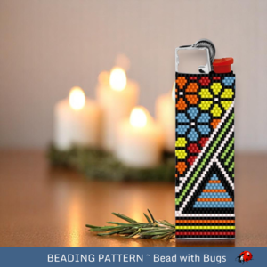 CRAZY ABSTRACT:  Peyote Stitch Beaded Lighter Cover by Bead with Bugs