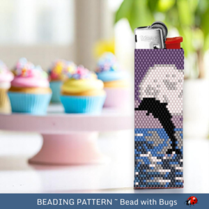 DOLPHINS:  Peyote Stitch Beaded Lighter Cover by Bead with Bugs
