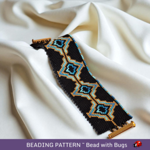 Peyote Stitch WIDE Beaded Bracelet Pattern by Bead with Bugs, Drama Queen, PDF