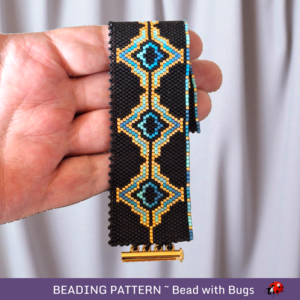 Peyote Stitch WIDE Beaded Bracelet Pattern by Bead with Bugs, Drama Queen, PDF