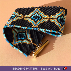 Peyote Stitch WIDE Beaded Bracelet Pattern by Bead with Bugs, Drama Queen, PDF