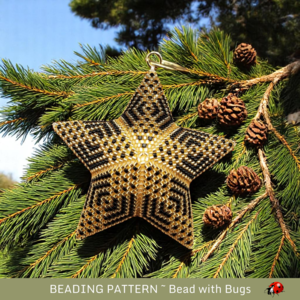 DRAMATIC BLACK: 3D Beaded Peyote Star Pattern by Bead with Bugs