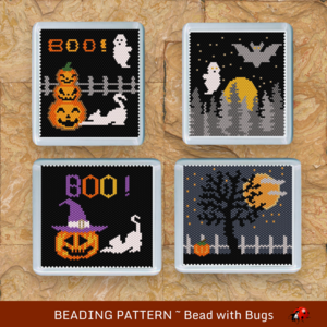 THE HALLOWEEN SET: Peyote Stitch Beaded Coaster Pattern by Bead with Bugs