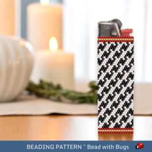 HOUNDSTOOTH:  Peyote Stitch Beaded Lighter Cover by Bead with Bugs