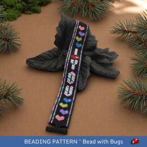 I LOVE YOU: A Peyote Stitch Beaded Bracelet Pattern by Bead with Bugs
