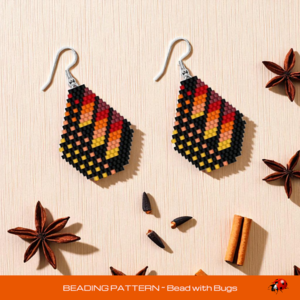Brick Stitch Beaded Earrings Pattern by Bead with Bugs, Spicy Hot, geometric earrings, PDF