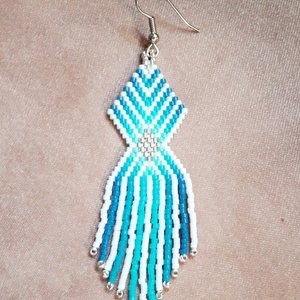 DEEP WATER:  Brick Stitch Beaded Earrings Pattern by Bead with Bugs