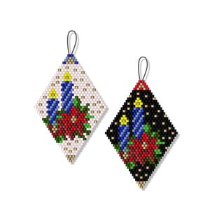 CHRISTMAS CANDLES:  Beaded Brick Stitch Ornament Pattern by Bead with Bugs