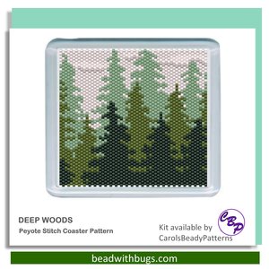 DEEP WOODS: Peyote Stitch Beaded Coaster Pattern by Bead with Bugs