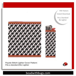 HOUNDSTOOTH:  Peyote Stitch Beaded Lighter Cover by Bead with Bugs