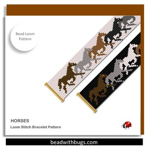Loom Beaded Bracelet Pattern by Bead with Bugs, HORSES, PDF