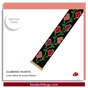 Loom Beaded Bracelet Pattern by Bead with Bugs, CLIMBING HEARTS, PDF